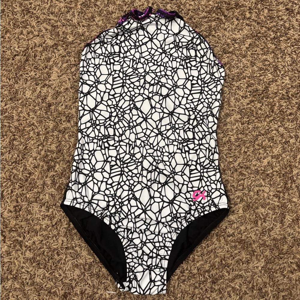 GK Black and White Web Pattern Leotard